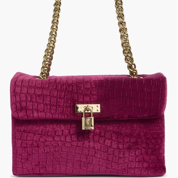 Kurt Geiger London Velvet Brixton Shoulder Bag in Medium Red - Picture 1 of 6